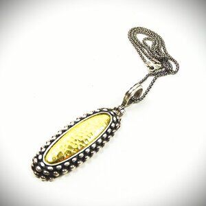 PHILLIP GAVRIEL Sterling Silver 18K Hammered Yellow Gold Pendant Chain Necklace